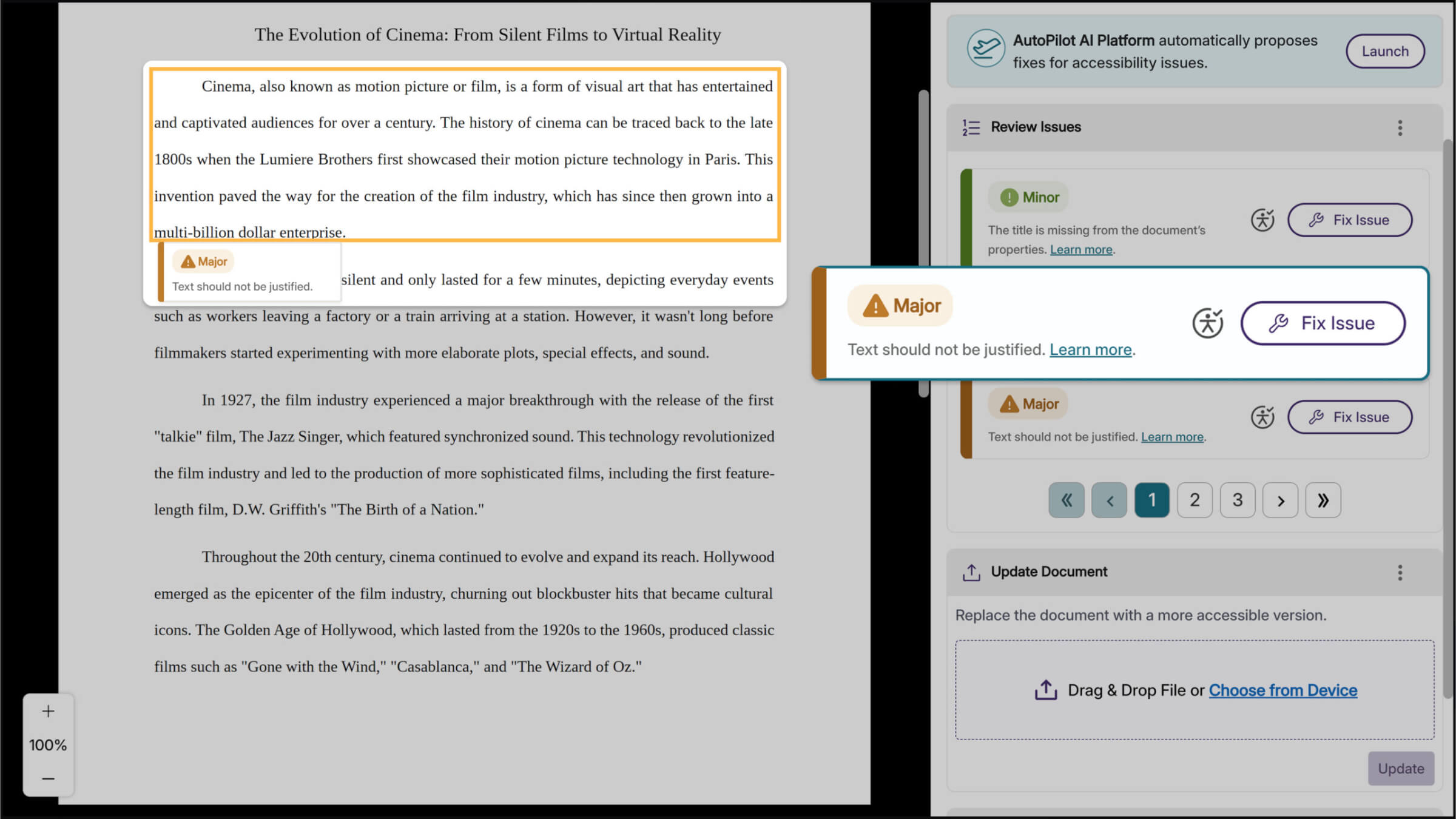 Improved Issue Highlighting Accuracy in Document Accessibility Reports