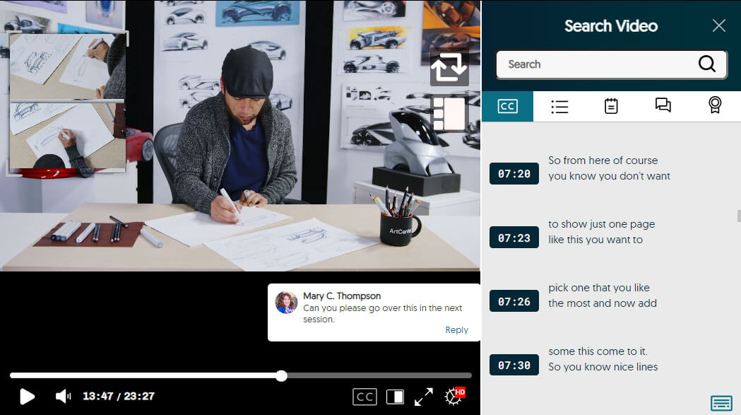 Screenshot of YuJa video player.