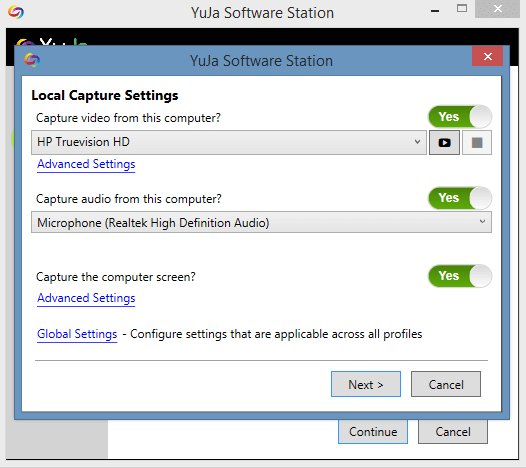 Local Capture Settings