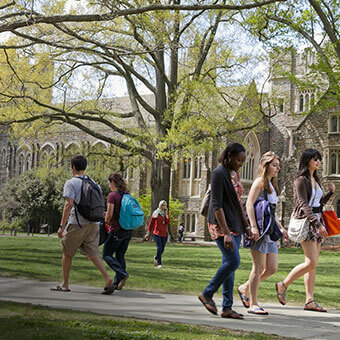 Students walking on the University campus.