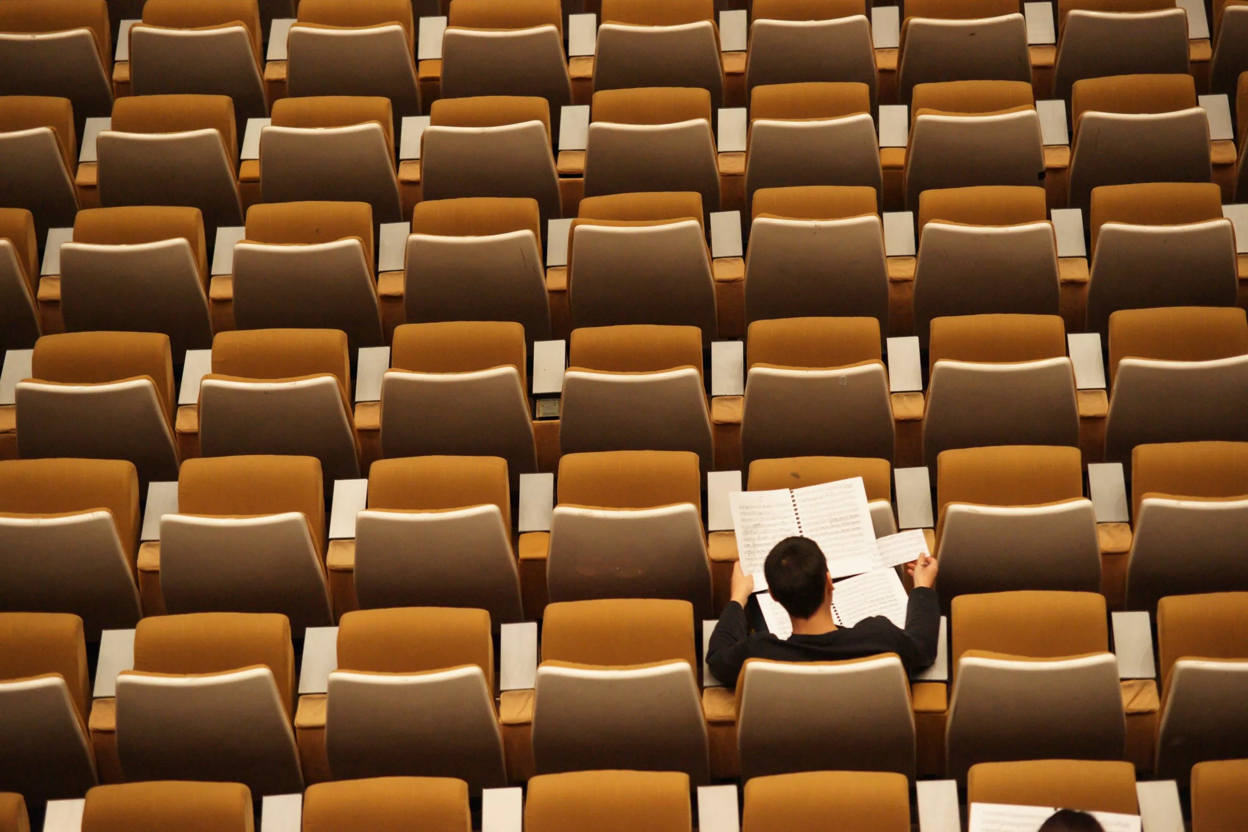Student sitting in an auditorium.