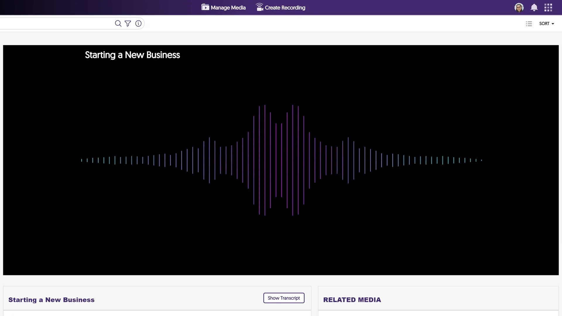 The new Audio Player interface with an on-screen visual waveform.