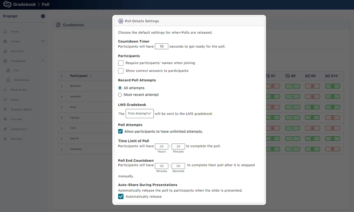 Instructors Control Accessibility screenshot.