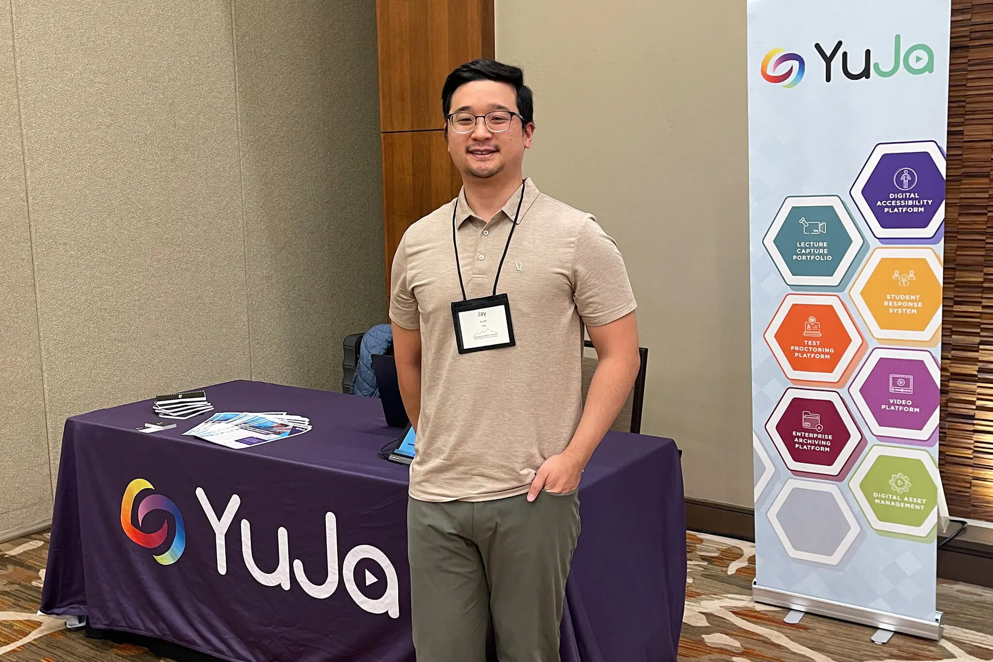 YuJa team member at an event.