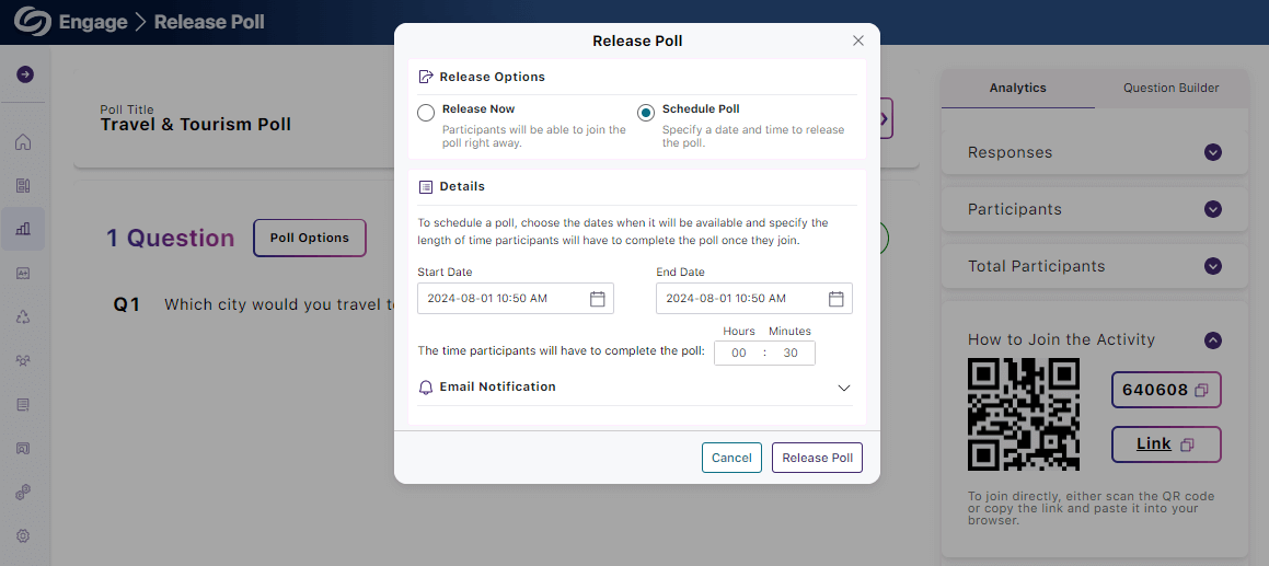  Schedule Active Polls screenshot.