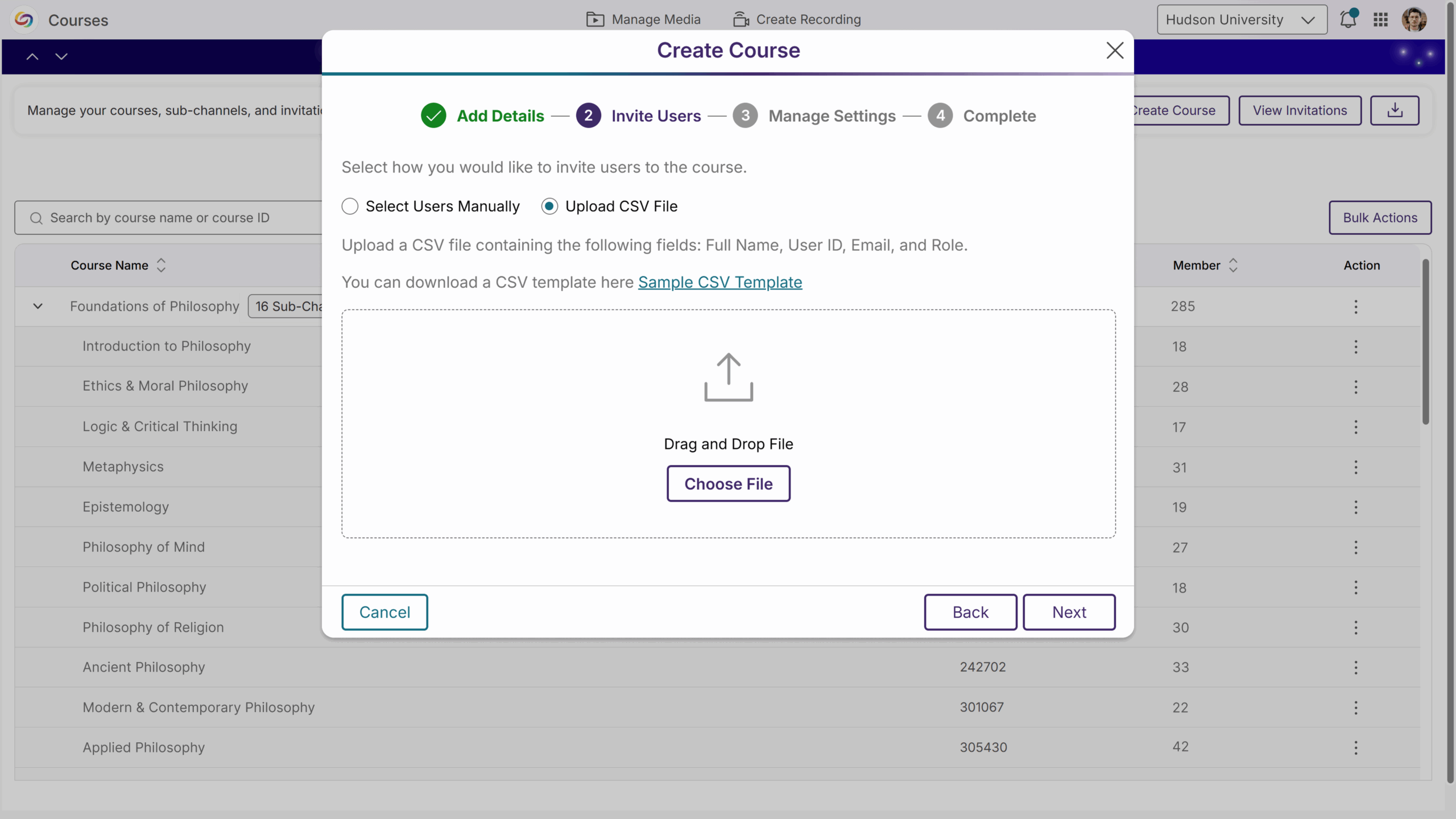 Flexible Invitations: Invite students to your course by adding them manually or uploading a CSV file. The refreshed, user-friendly email ensures users can join quickly and seamlessly. You can also resend invitations whenever you need.
