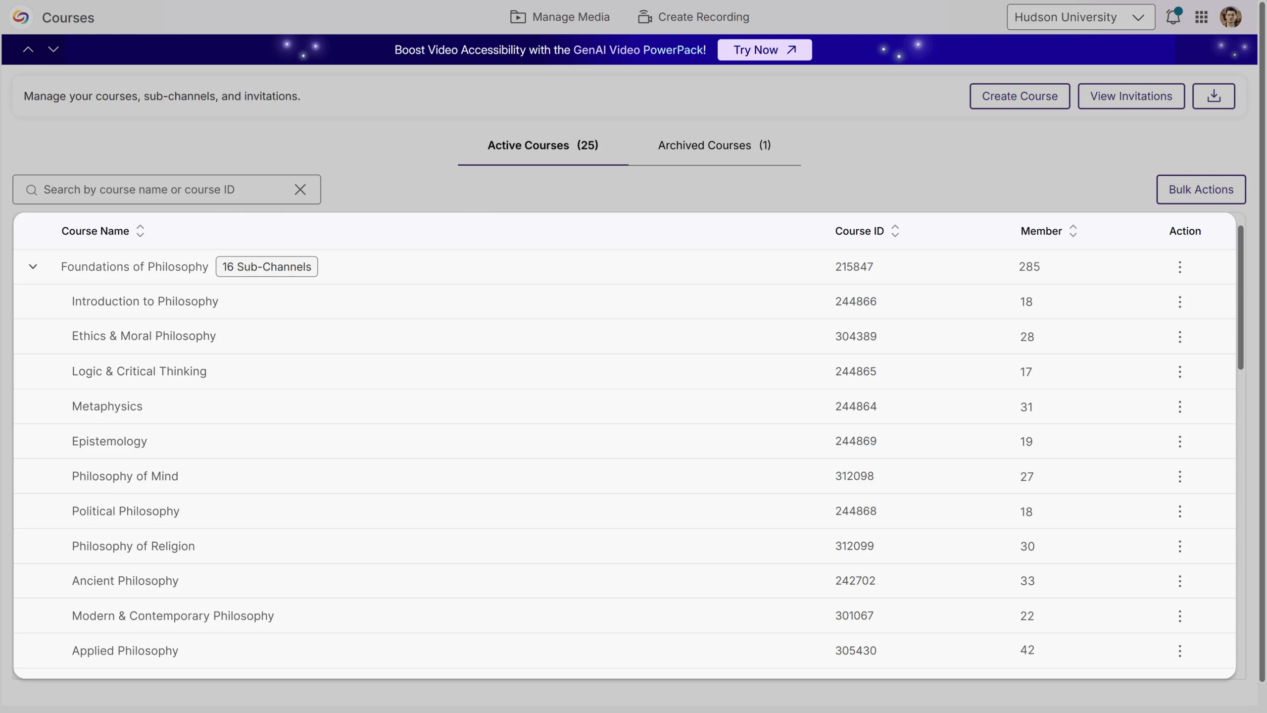 Organize with Sub-Channels: Instructors can break the course into sub-channels to keep content, discussions, and members more organized.