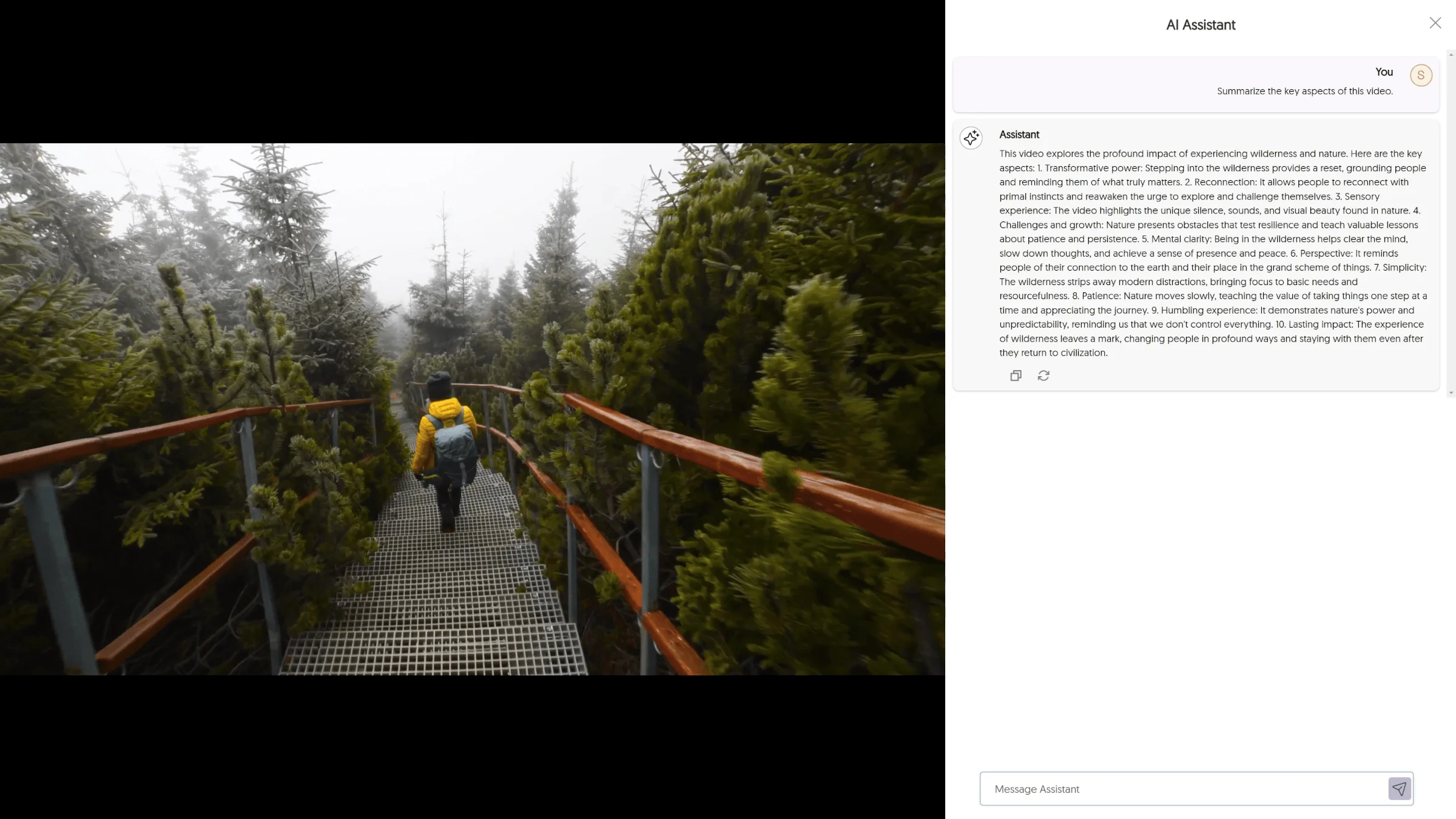 The AI Assistant has answered a user question during video playback.