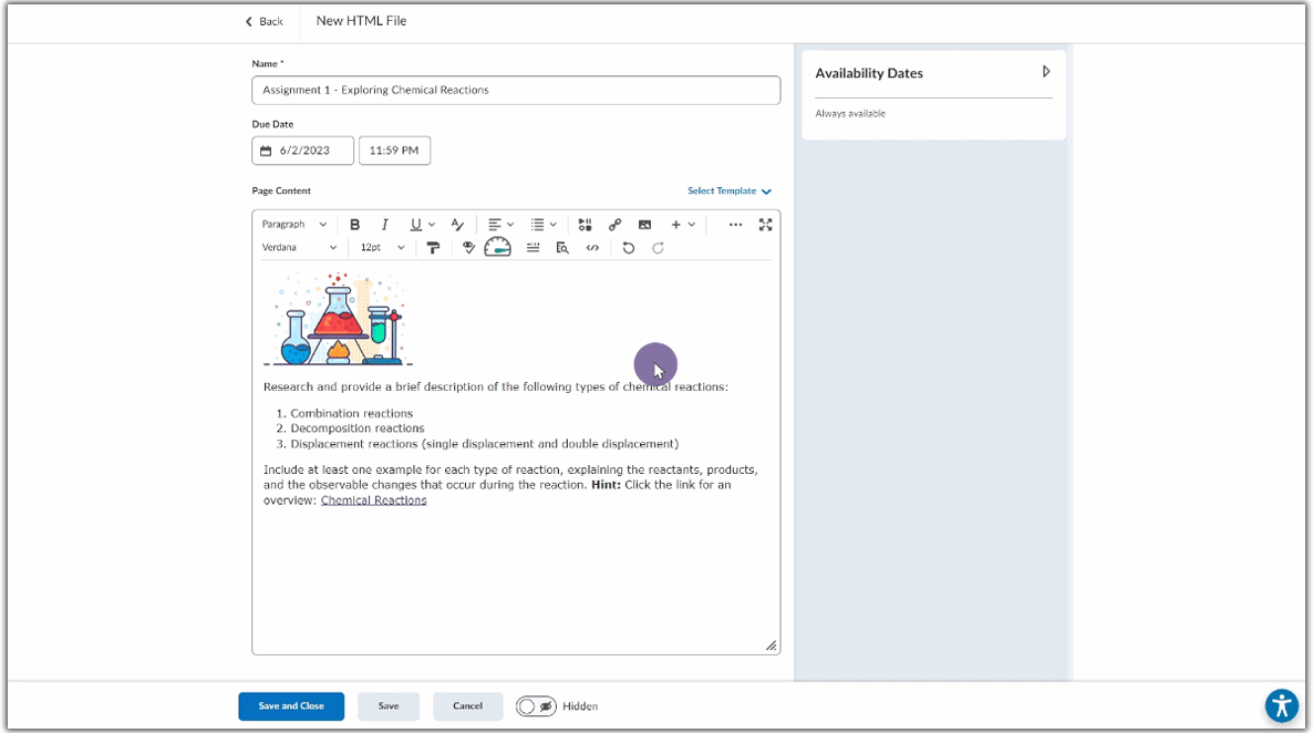 Accessibility Report for D2L Lessons View.