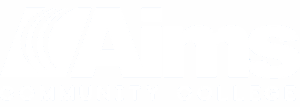 Aims Community College white logo