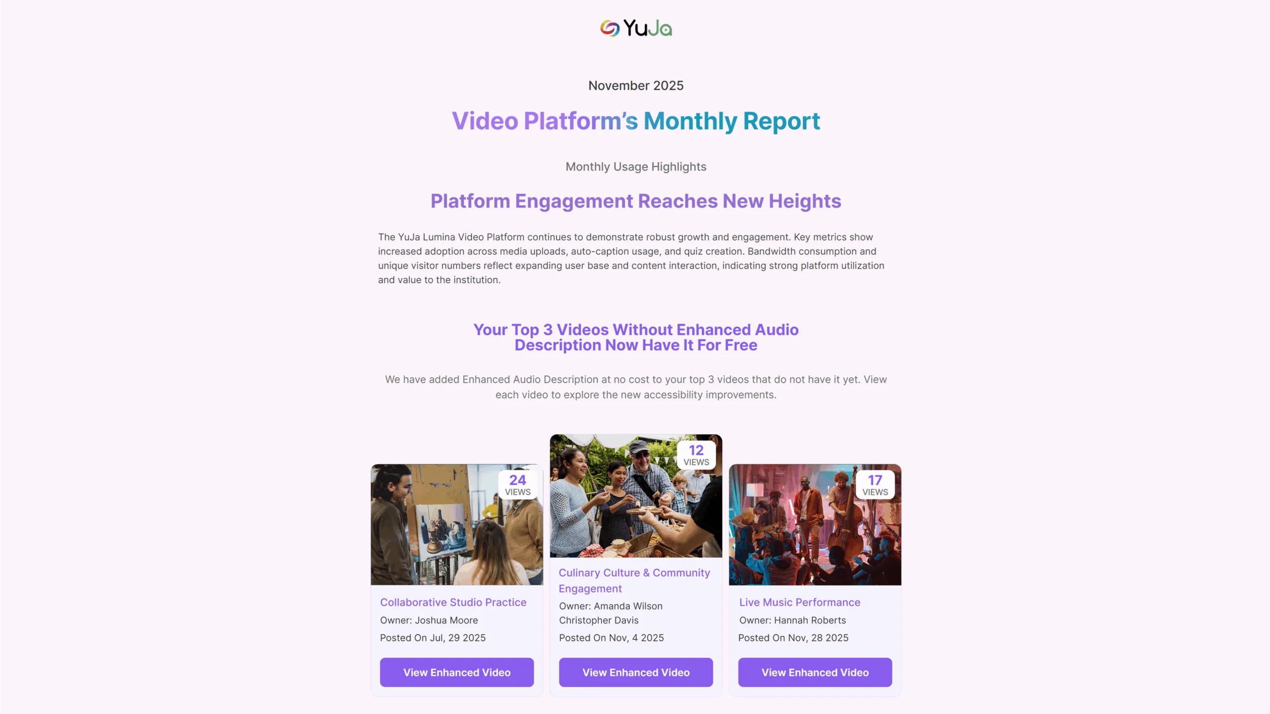 Monthly report screenshot