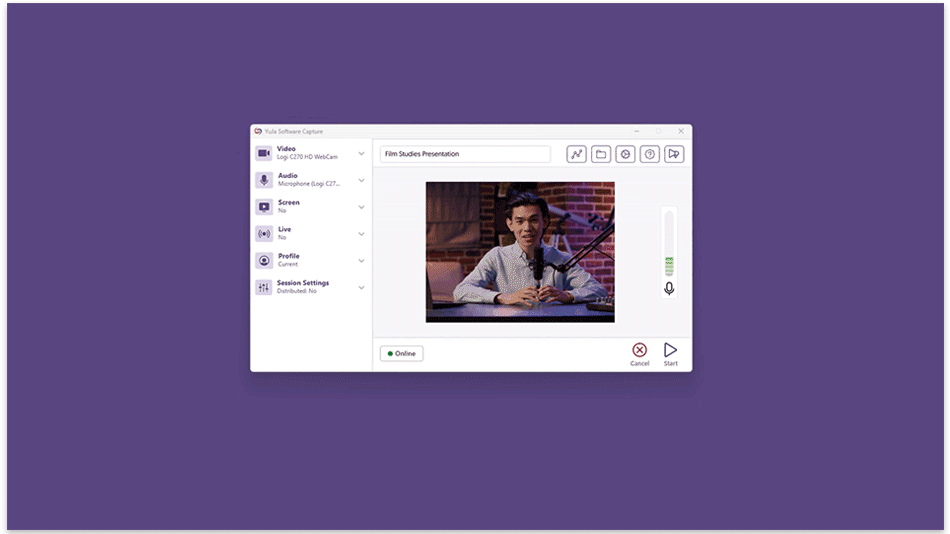 A secondary source is connected during an active recording, allowing Software Capture to recognize the device.