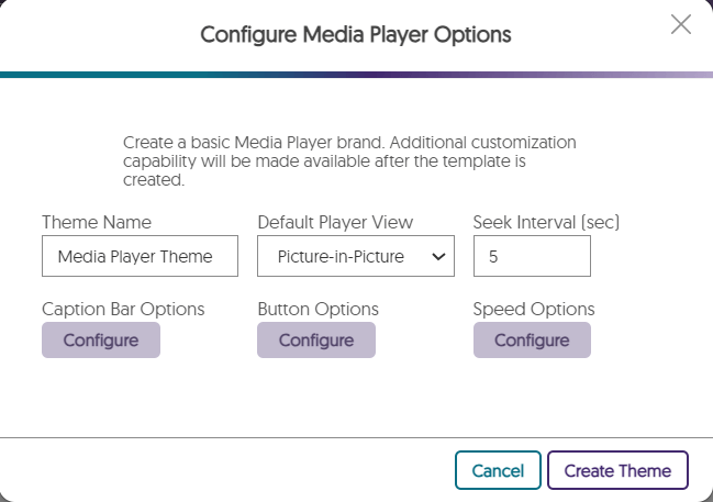 Screnshot of Configure Media Player Options.