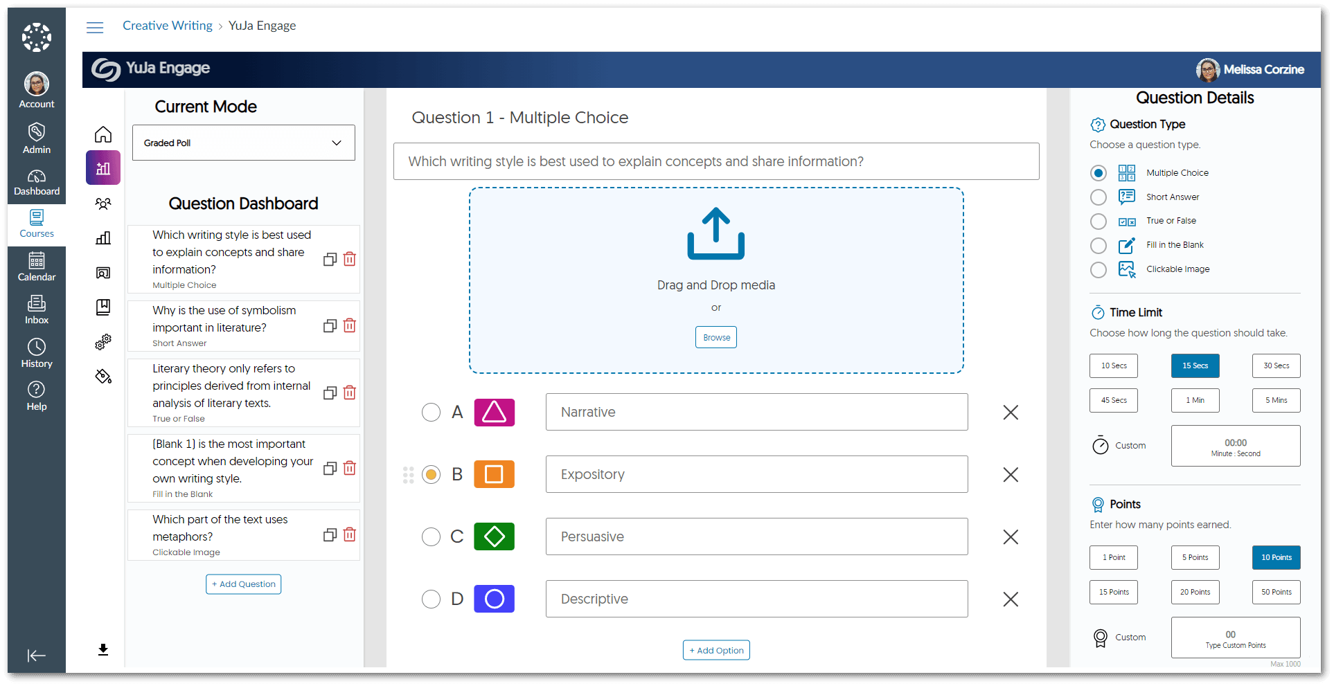 YuJa Engage featured within the Canvas LMS.