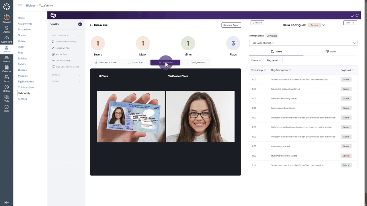 A video highlighting centralized proctoring analytics in the new assessment report