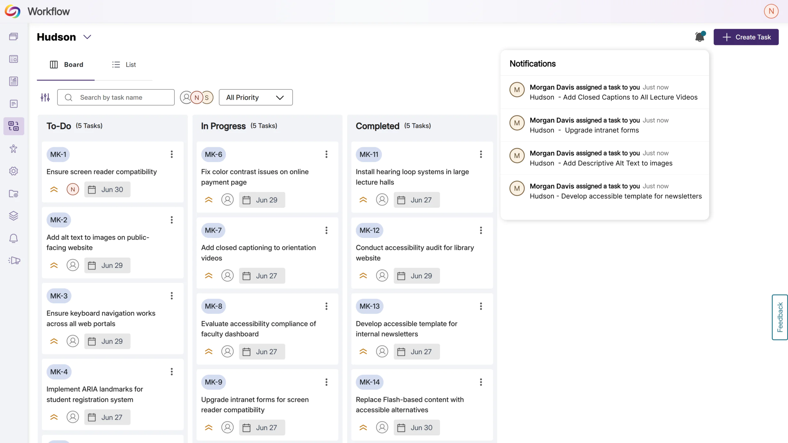 Centralized task view in Workflow in EqualGround