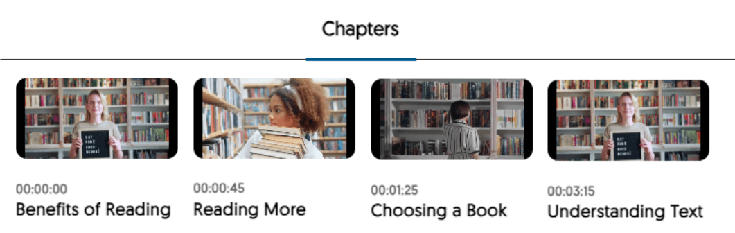 Pop up of zoomed section of video chapters.