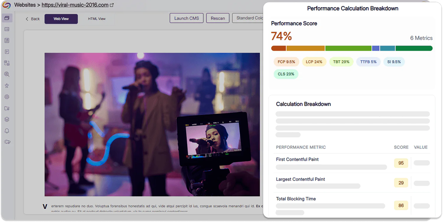 Clear breakdowns of your performance score: Users can now view a color-coded visualization of their performance score and an exact breakdown of how their score is calculated using various metrics in order to make targeted improvements.