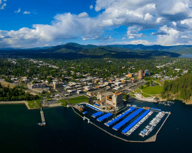 An aerial view of Coeur d'Alene, Idaho.