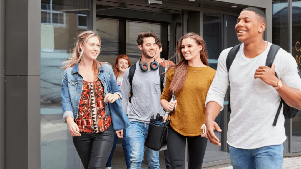 A group of students walking to class.