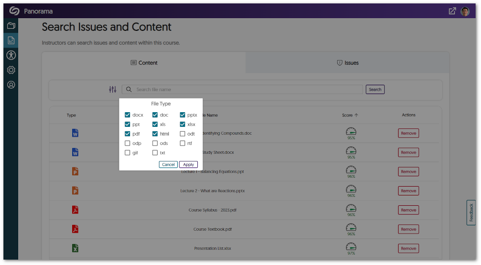 The Course Report Search Issues and Content Filter 