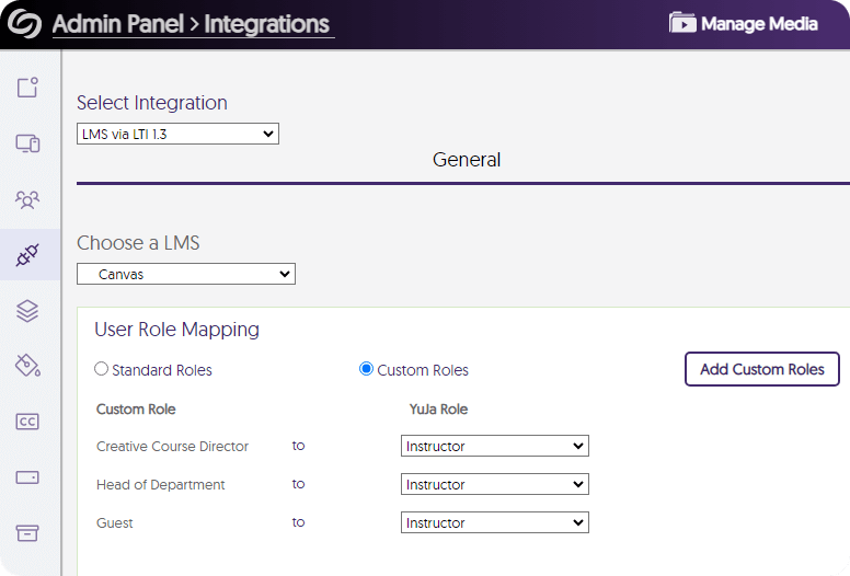 User Role Mapping settings.