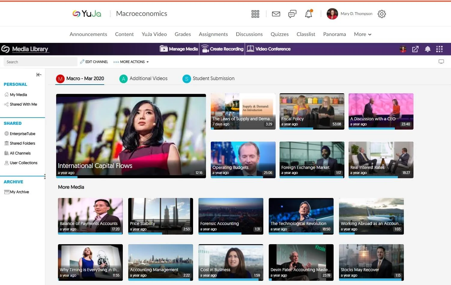 Capabilities of Lecture Capture for D2L Brightspace LMS