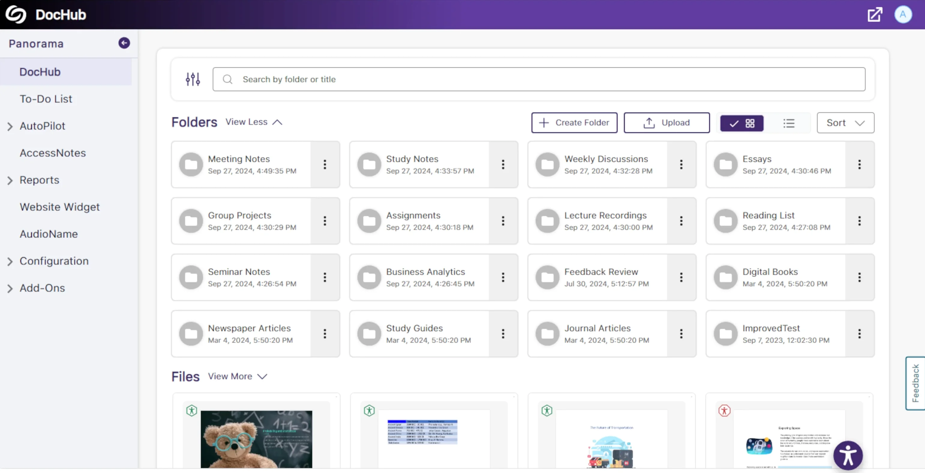 The DocHub page shows multiple folders and files in view. 