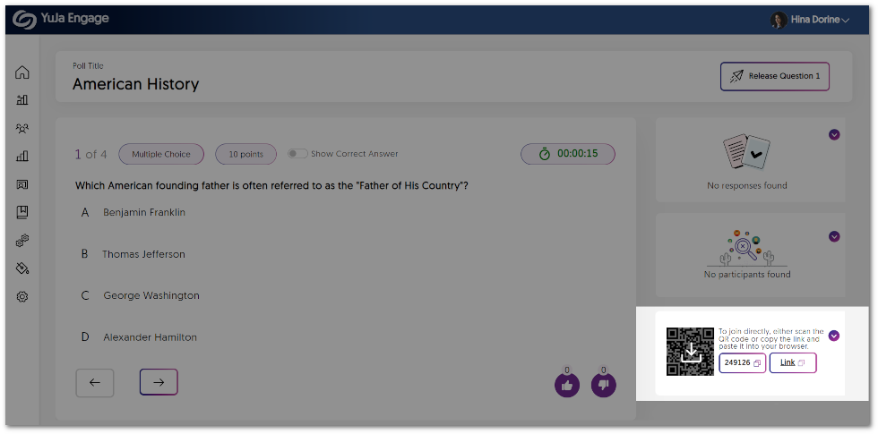 Download QR code icon displayed in the Poll Release dashboard.