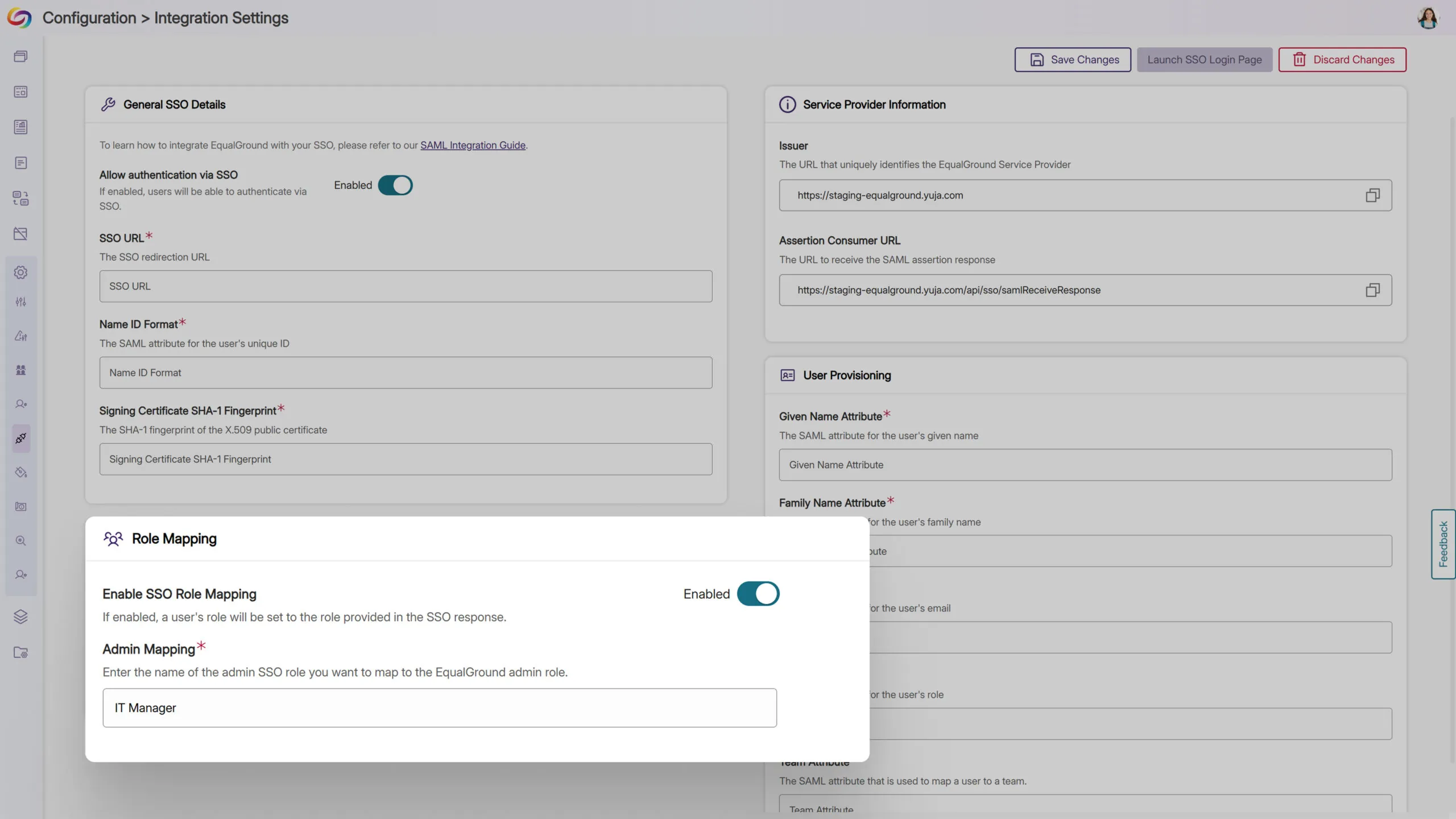 Flexible SSO Role Mapping Configuration