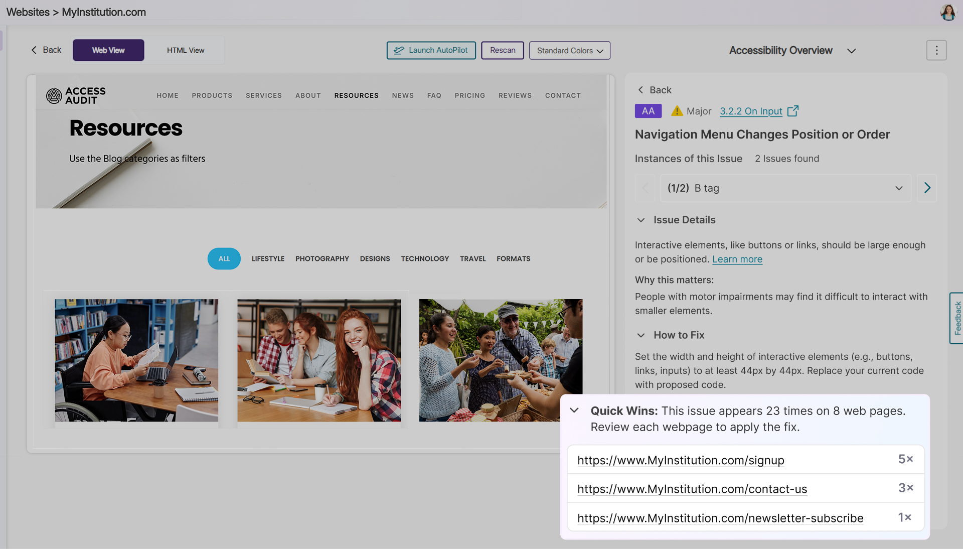 Track Impact Across the Site: Users can see all pages where a flagged snippet appears, sorted from most to least impacted, providing a comprehensive view of the snippet’s reach.