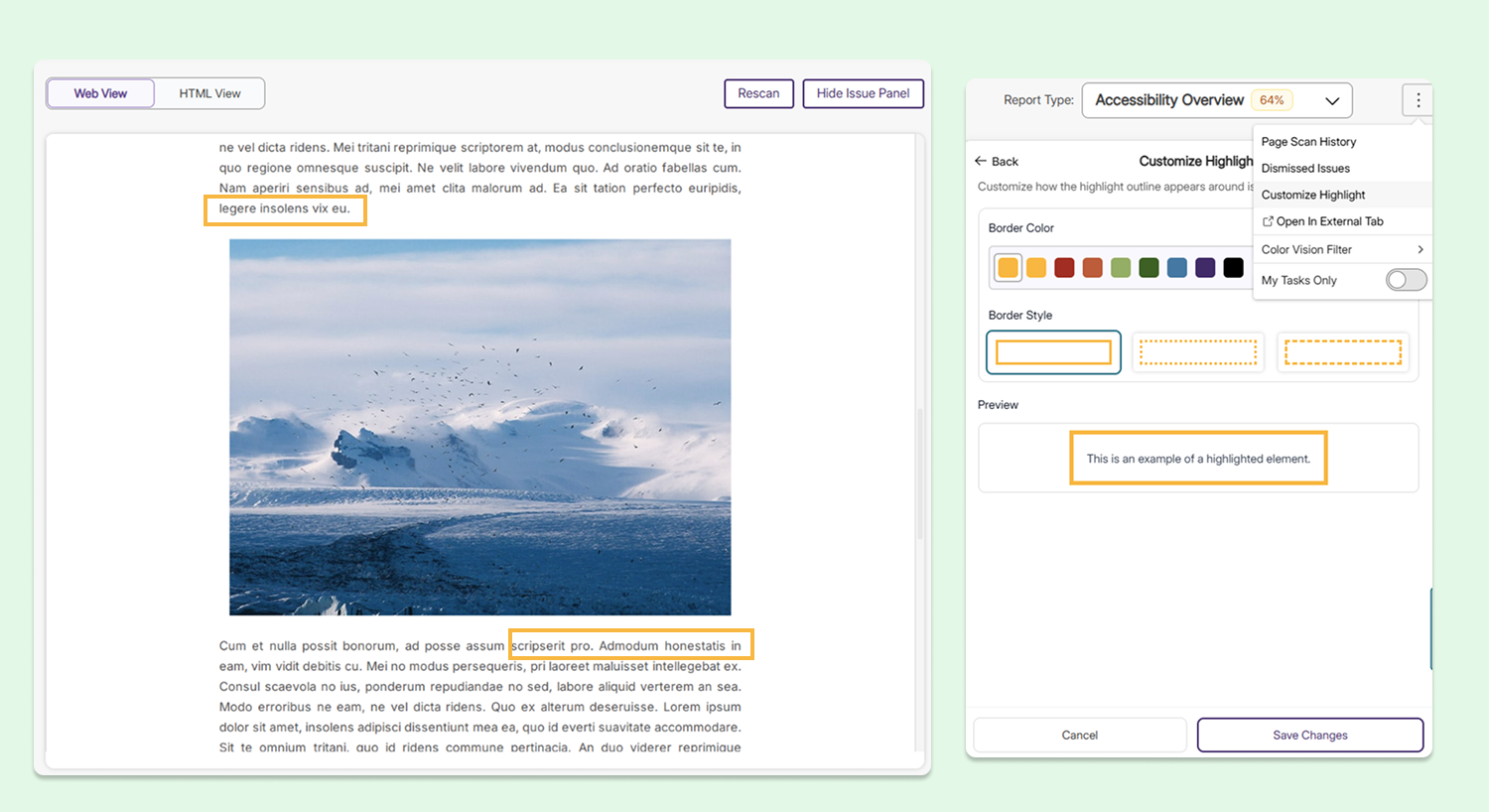 Issues Highlight Color