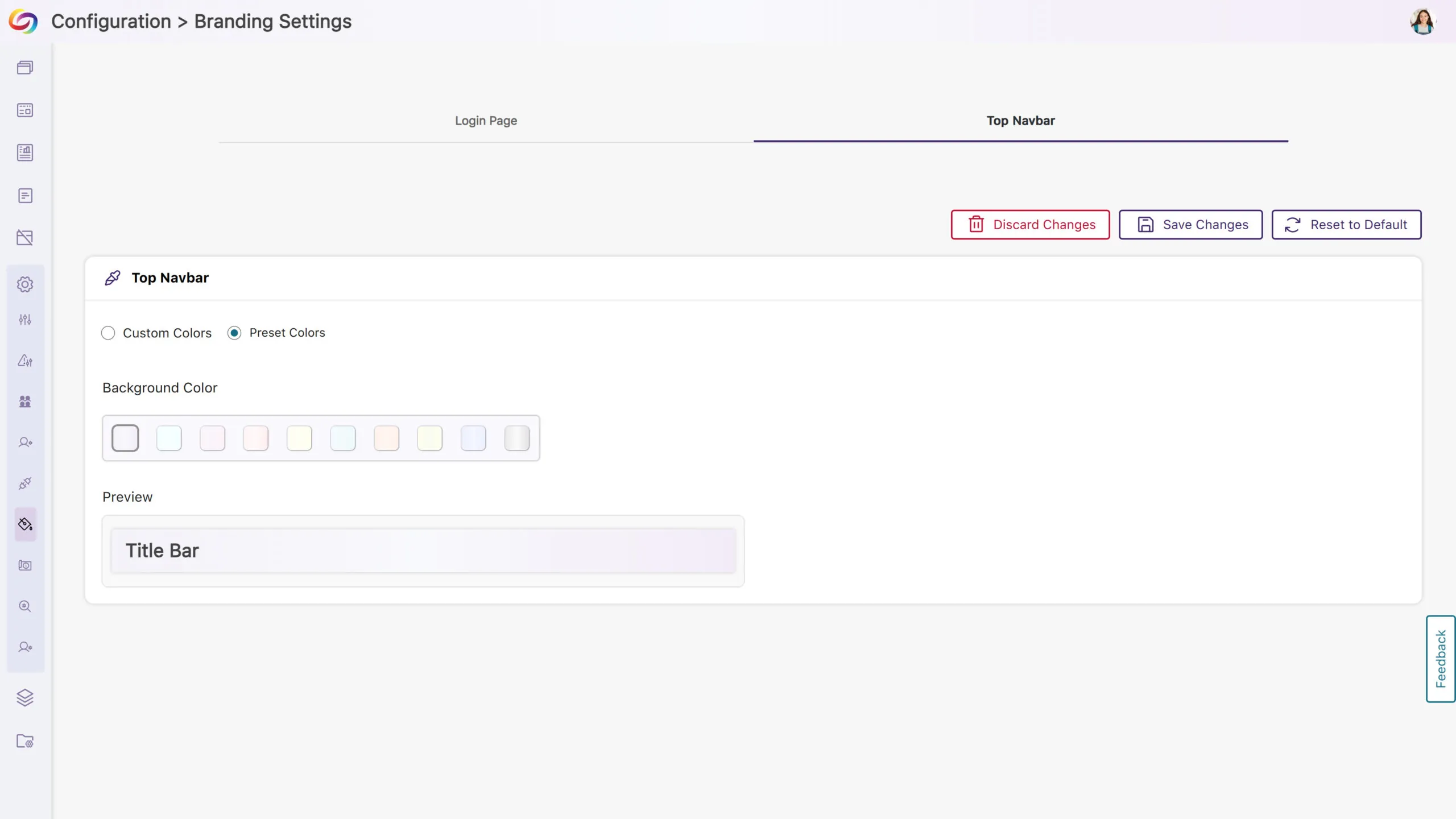 Customizable Top Bar Colors to Match Institutional Branding