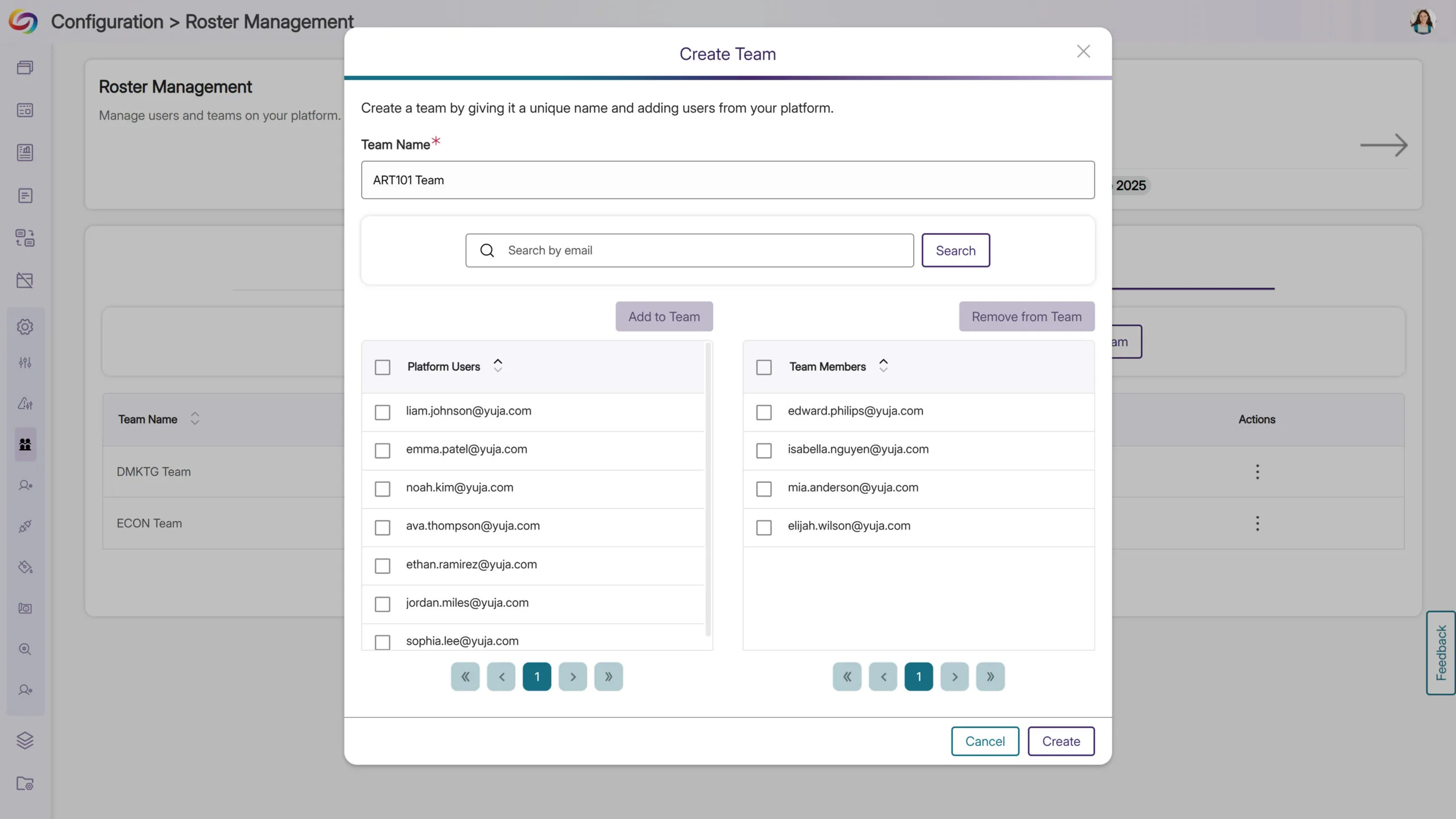 Improved Team Creation Interface