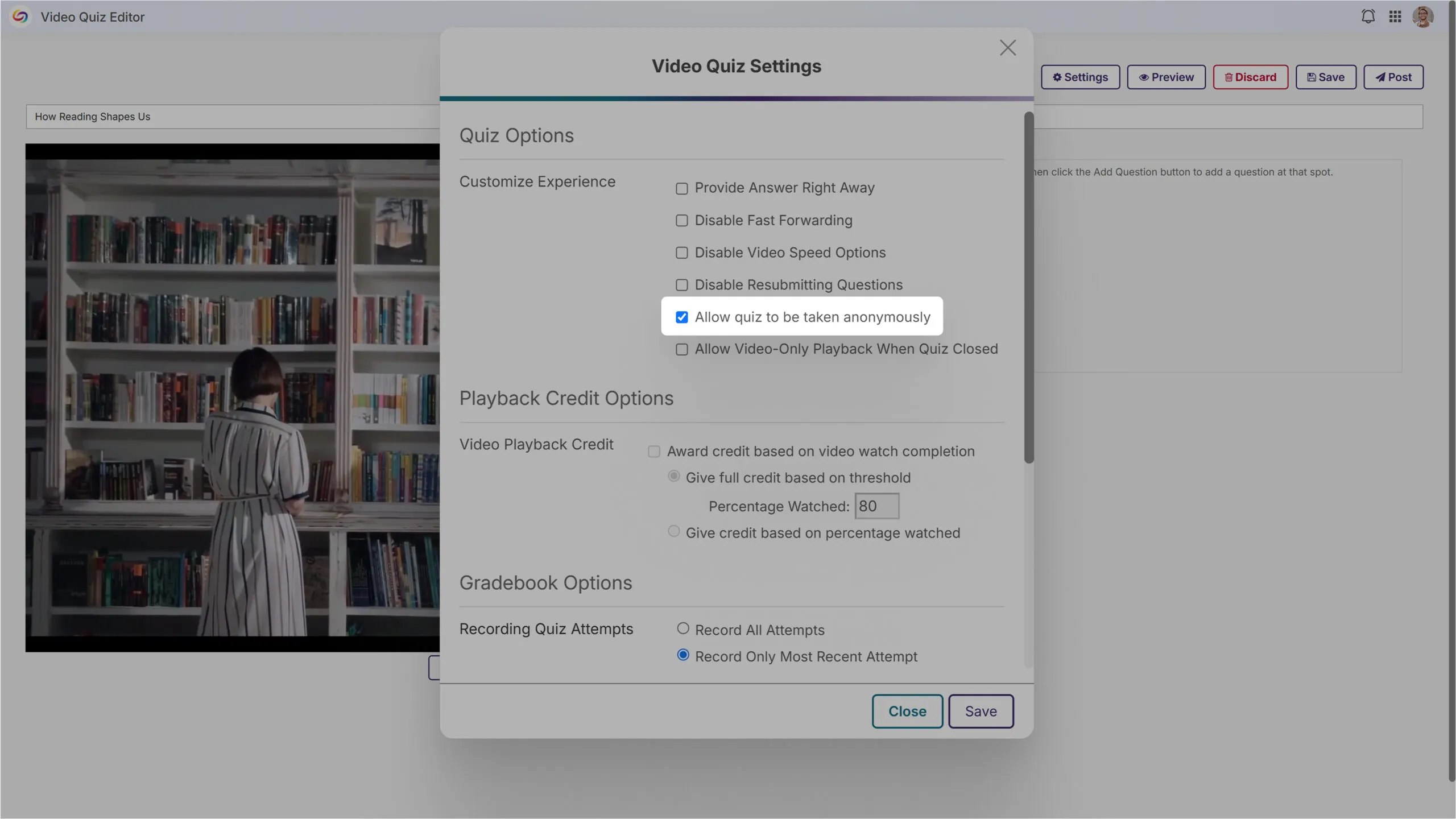 Anonymous Quiz Identification Provides More Flexibility