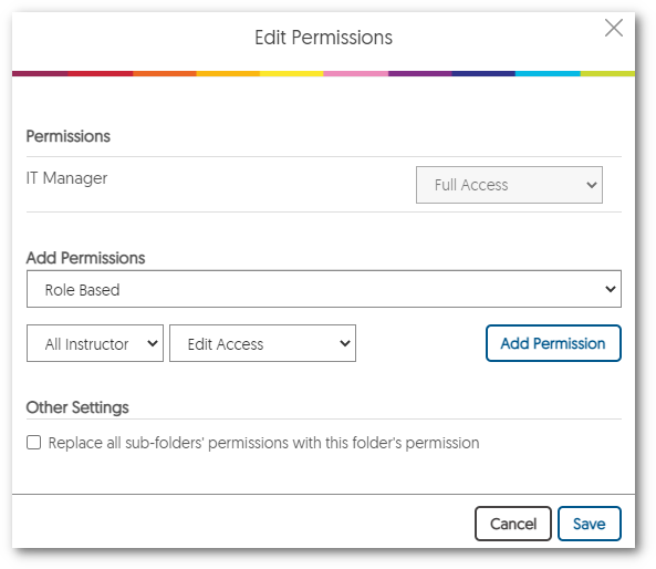 Edit Permissions for folder window.