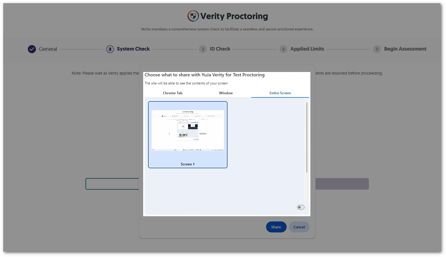 The Windows option to select the screen to record.