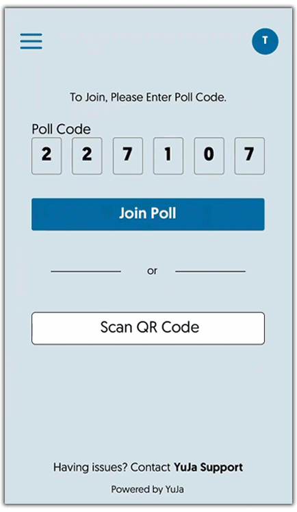 Mobile view of a student taking an Engage Poll.
