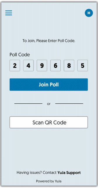 A poll is taken using the YuJa Engage mobile app for Android.