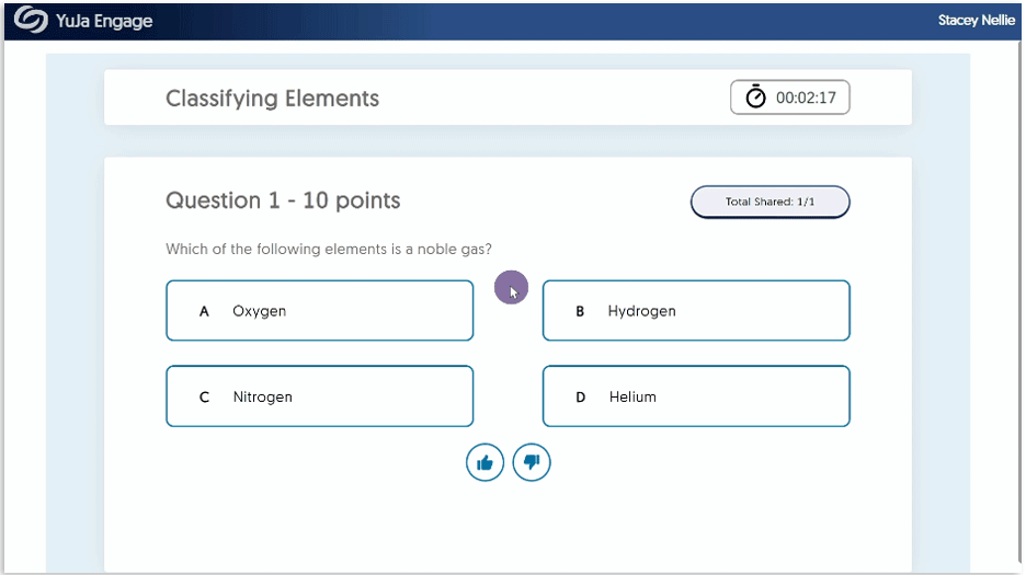 Voting thumbs up for a question.