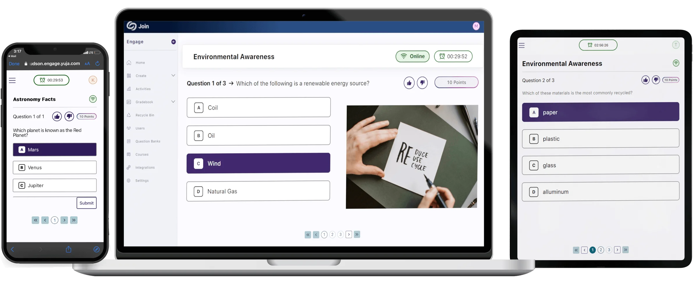 YuJa Engage screenshots on different devices.