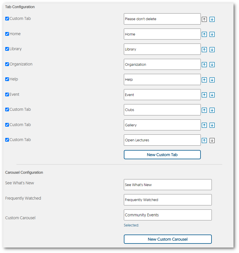 EnterpriseTube Configuration Settings.