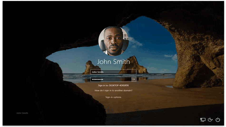Windows login screen transitioning to a Software Capture session active on the desktop. 