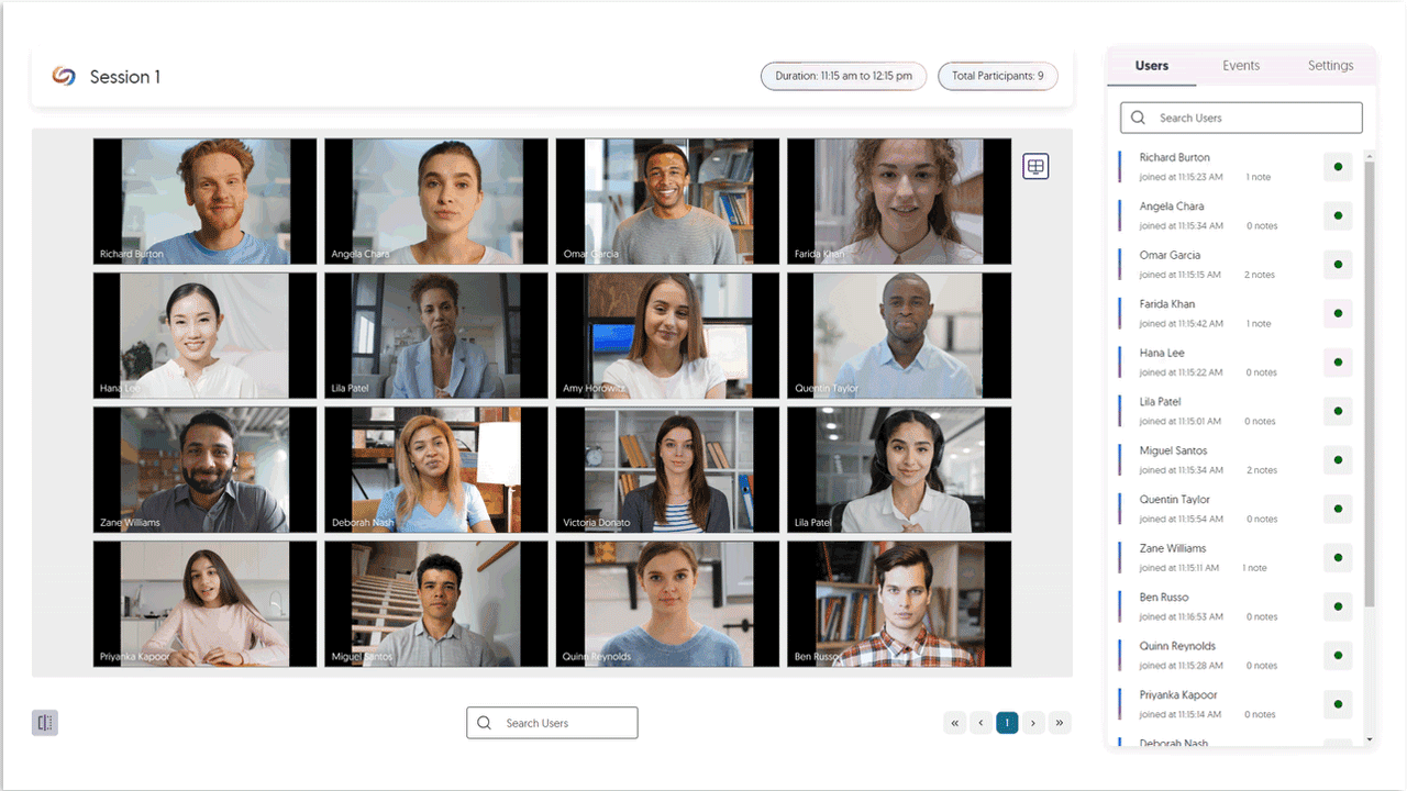 A live proctoring view of Gallery, Scree, and Student view. 