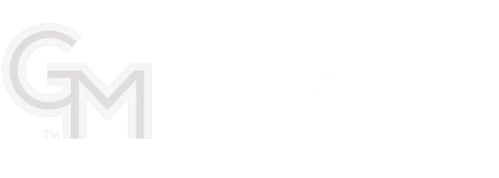 George Mason University white logo