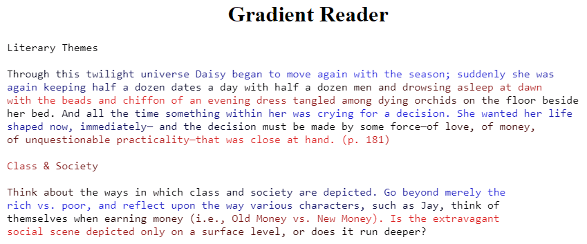 Example of YuJa's Gradient Reader