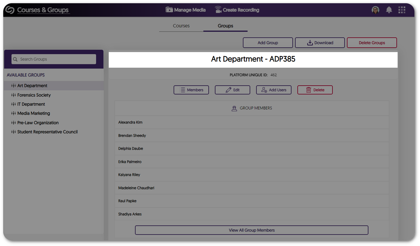 A group with a group ID.