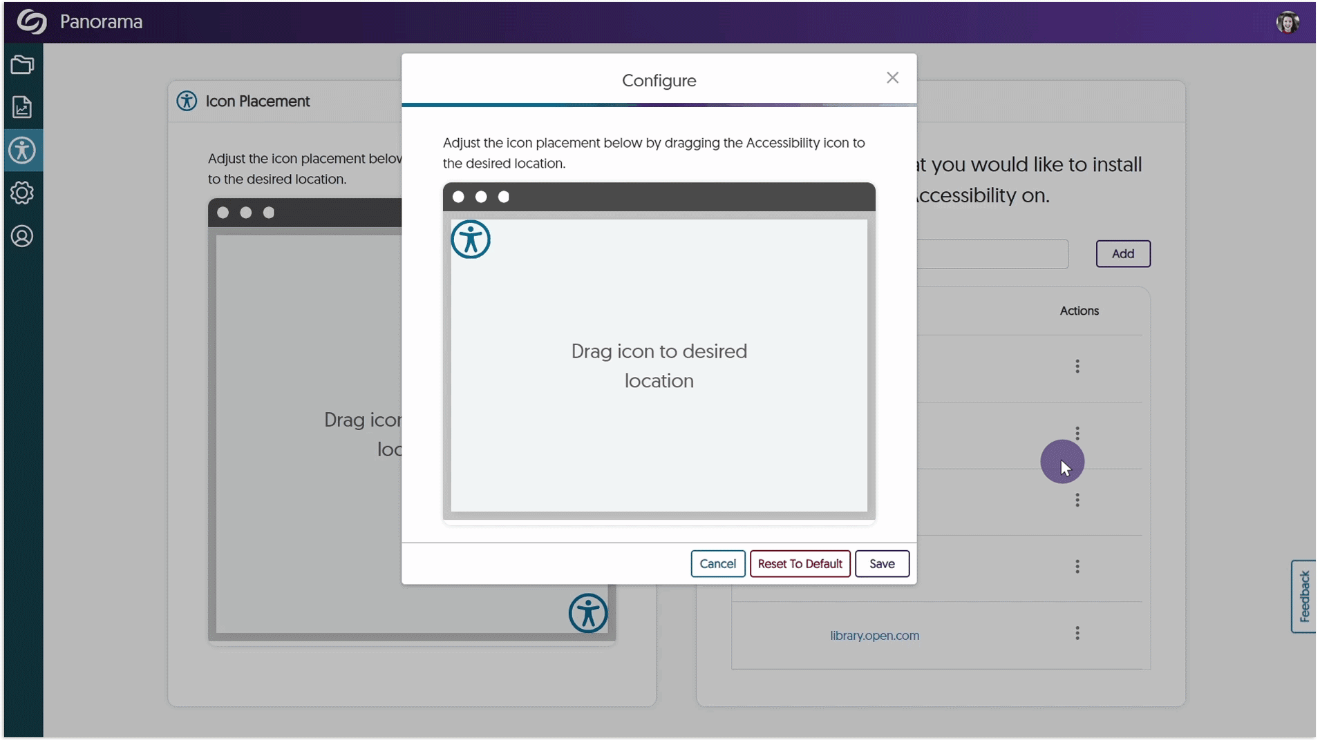 Icon placement for individual domains