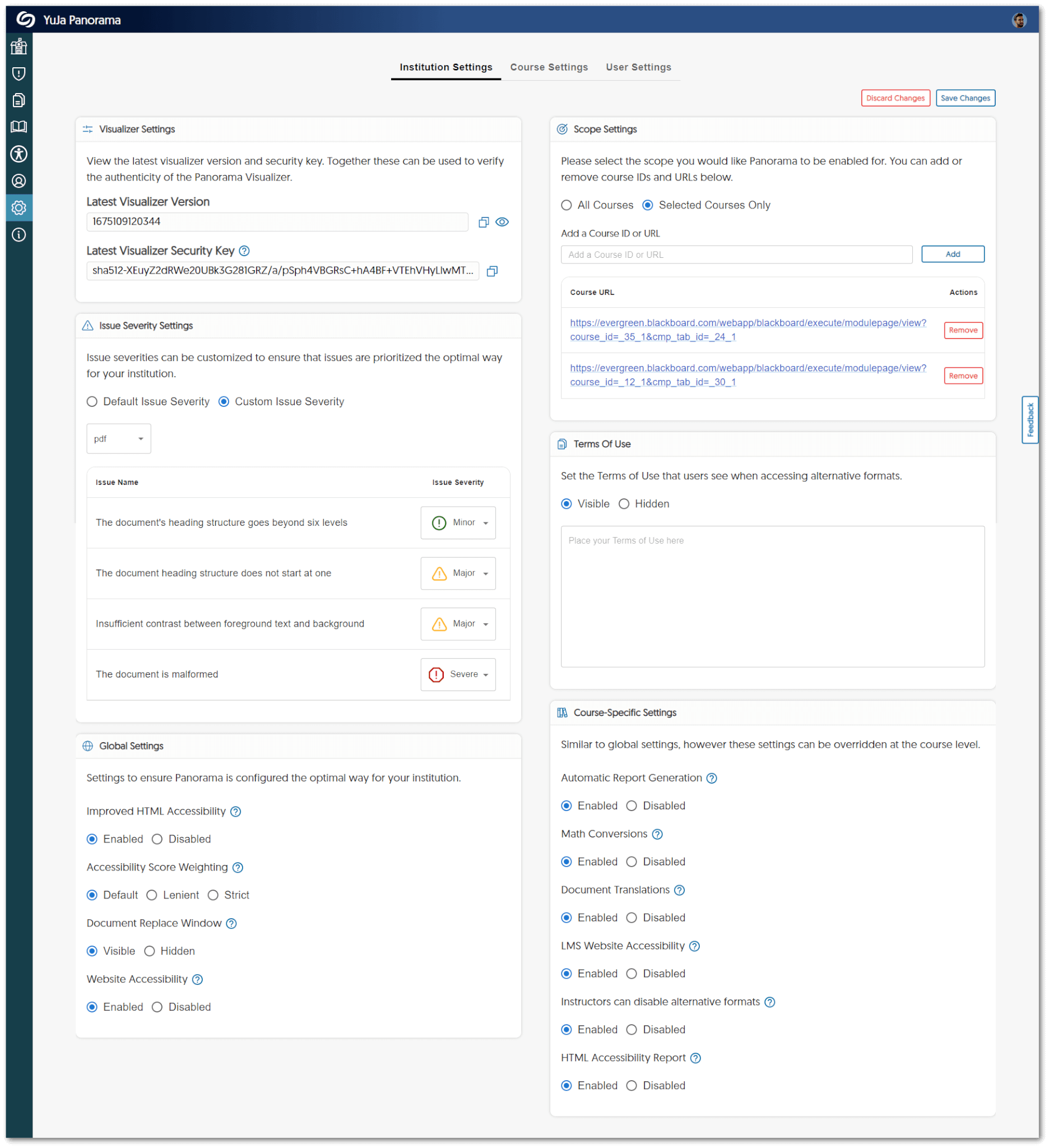 The new two-column view shown in the Panorama Settings panel.