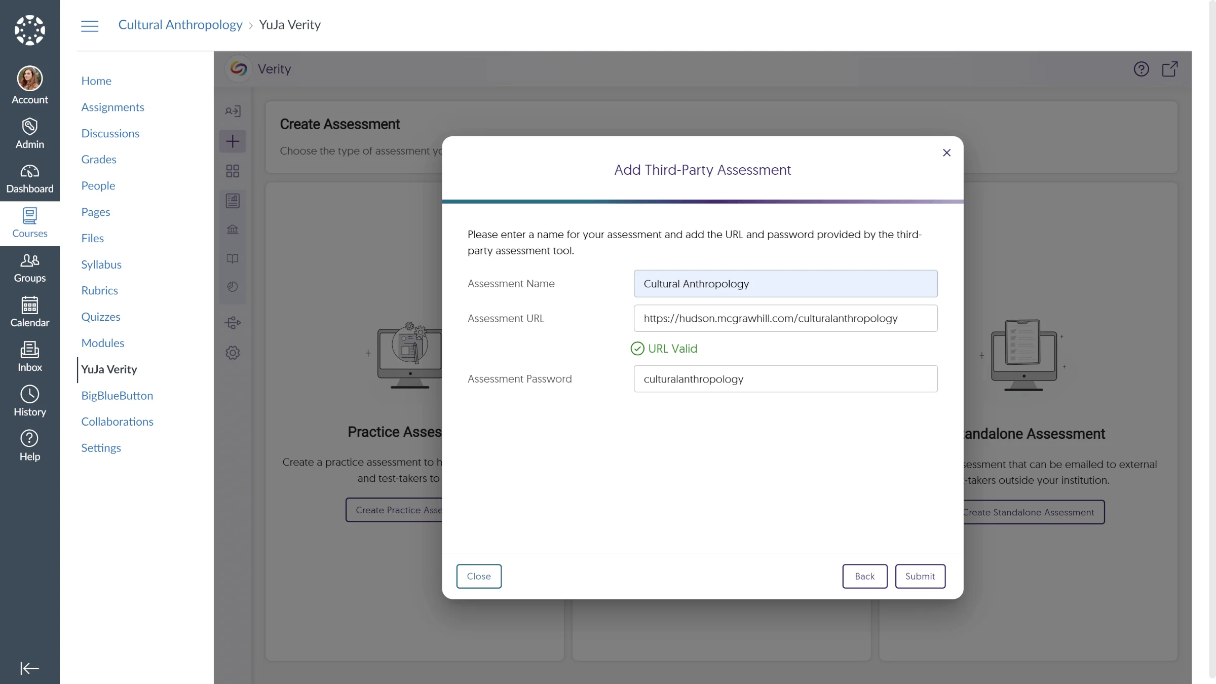 Add Third-Party Assessment modal for McGraw Hill.